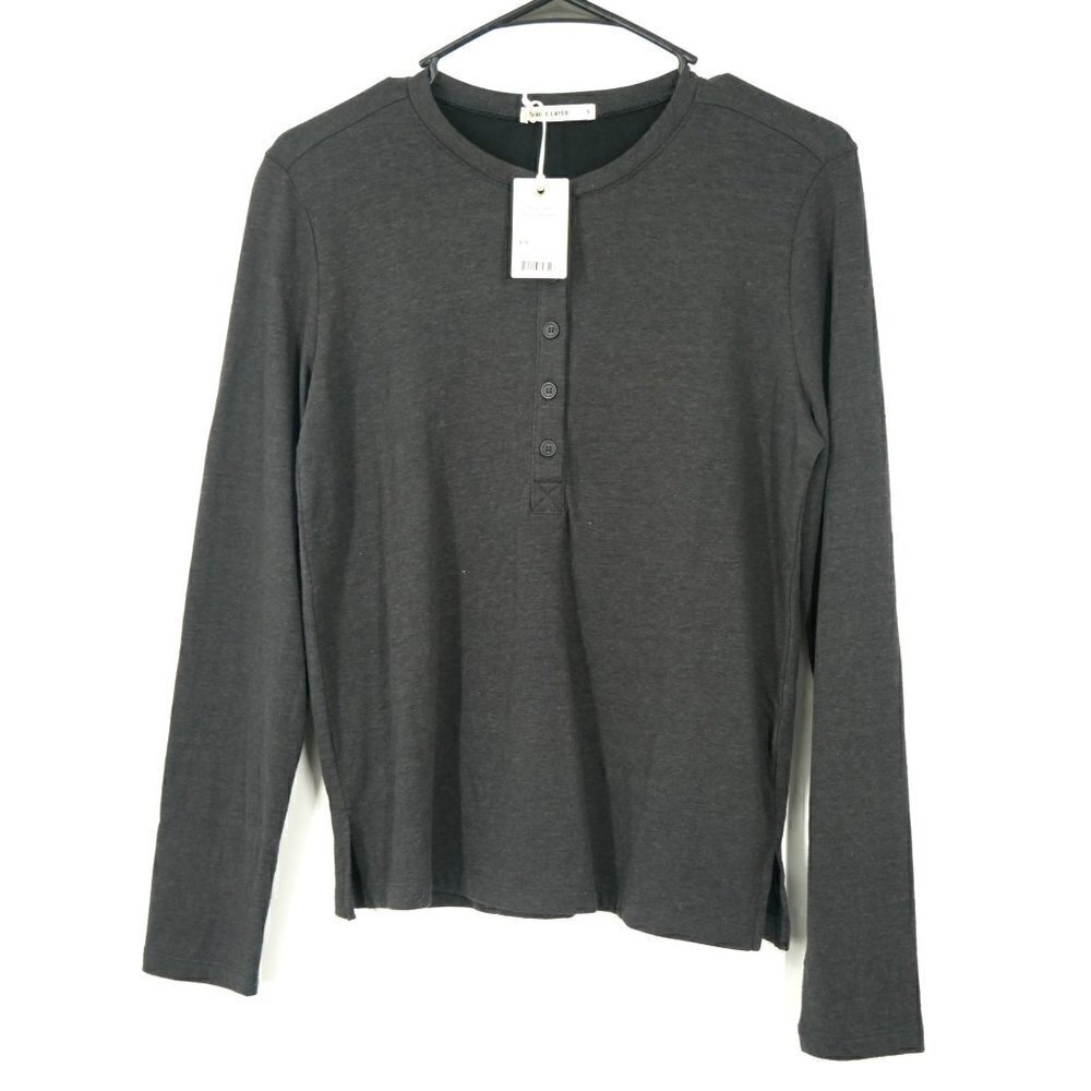 NWT Marine Layer Double Knit Henley in Faded Black Small - Picture 3 of 5